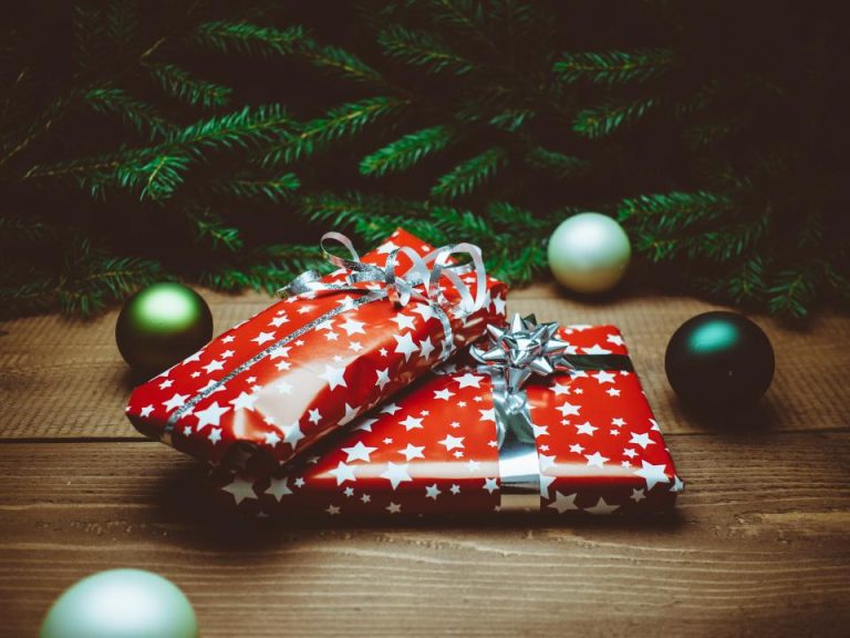 Wrapped gifts for a seasonal shopping campaign